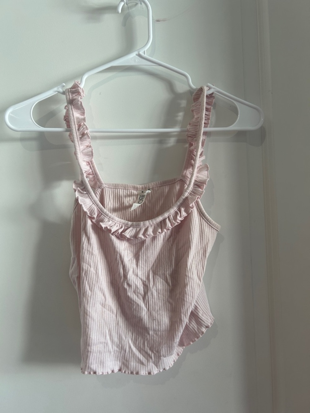 Cotton On Light Pink Ribbed Ruffle pajama set